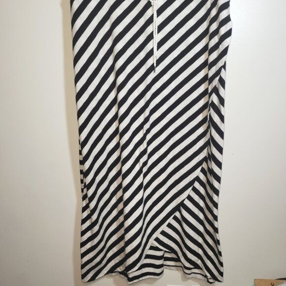 Talbots Black White Stripe Faux Wrap Maxi Dress XL - Picture 3 of 10